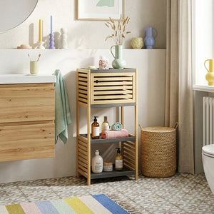 Badregal Kydesby Bambus Natur/Grau [en.casa]