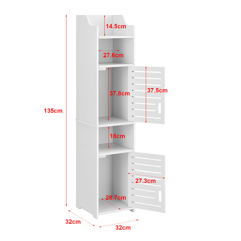 Maßskizze Badezimmerschrank Mora 135x32x32 cm WPC en.casa