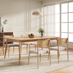 Esszimmerstuhlset Jördfjok Textil Rattanoptik/Beige [en.casa]