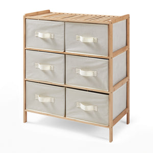 Kommode Maldon mit Stoffschubladen Natur/Beige [en.casa]
