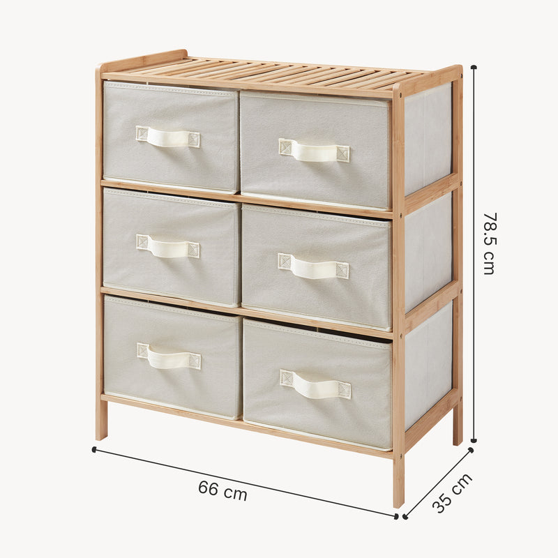 Maßskizze Kommode Maldon mit Stoffschubladen Natur/Beige [en.casa]