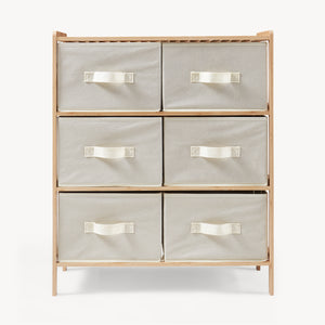 Kommode Maldon mit Stoffschubladen Natur/Beige [en.casa]