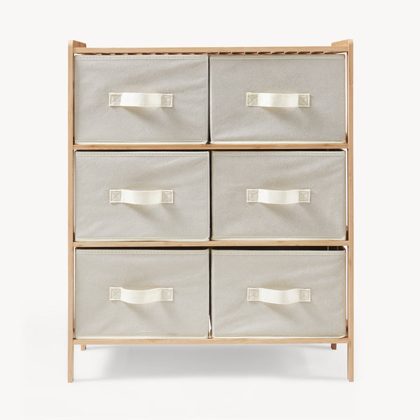 Kommode Maldon mit Stoffschubladen Natur/Beige [en.casa]