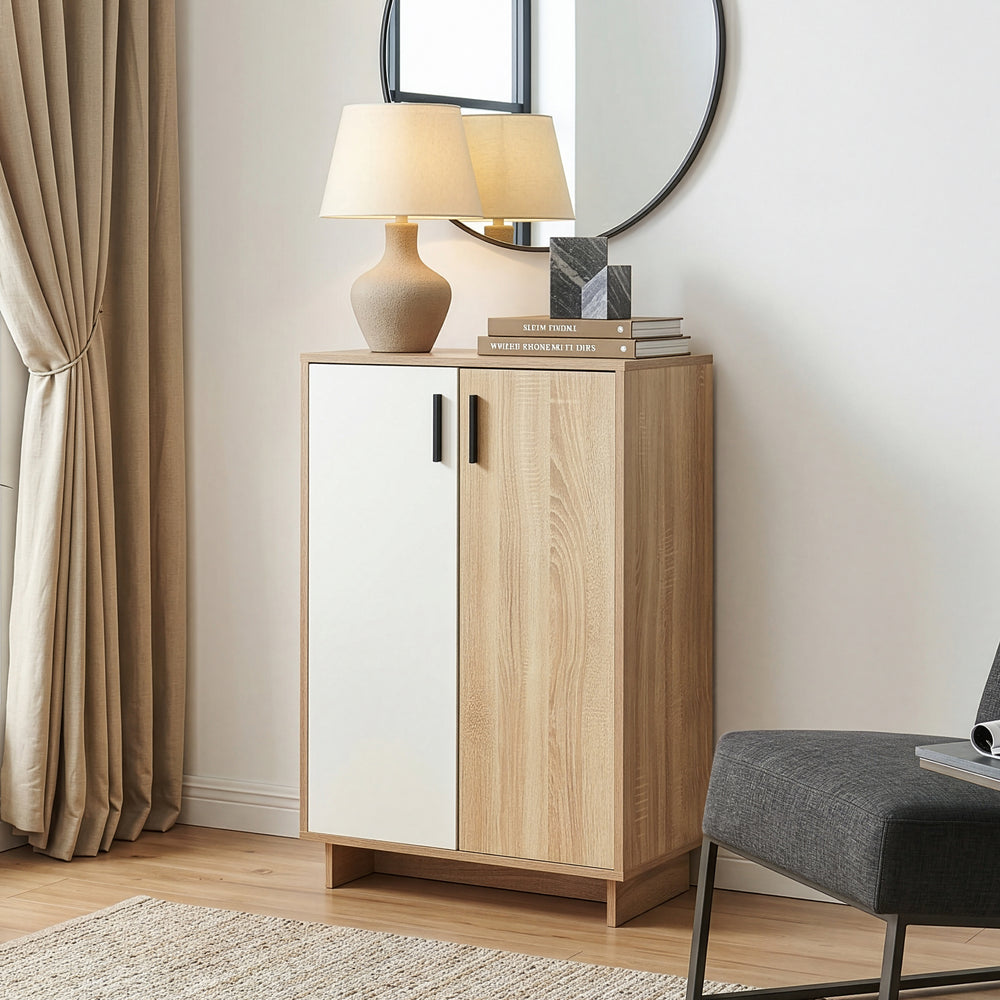 Beistellschrank Kenta 90x60x35 cm Sonoma-Eicheoptik/Weiß [en.casa]