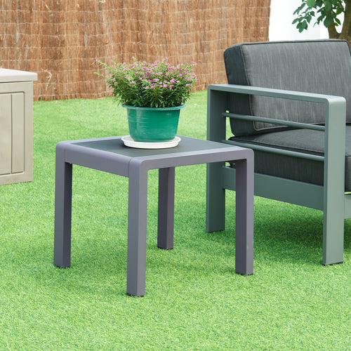Outdoor-Beistelltisch Avise Aluminium Glas Anthrazit [casa.pro]