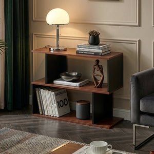 Beistelltisch Trond 80x29x60 cm Schwarz/Walnussoptik [en.casa]