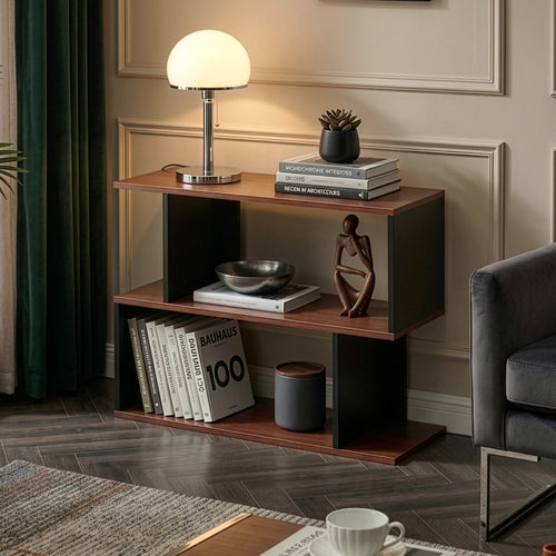 Beistelltisch Trond 80x29x60 cm Schwarz/Walnussoptik [en.casa]