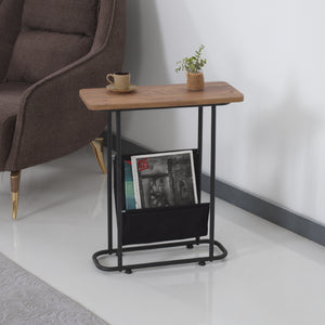 Beistelltisch Bov 64 x 55 x 24 cm Schwarz / Walnuss-Optik [en.casa]