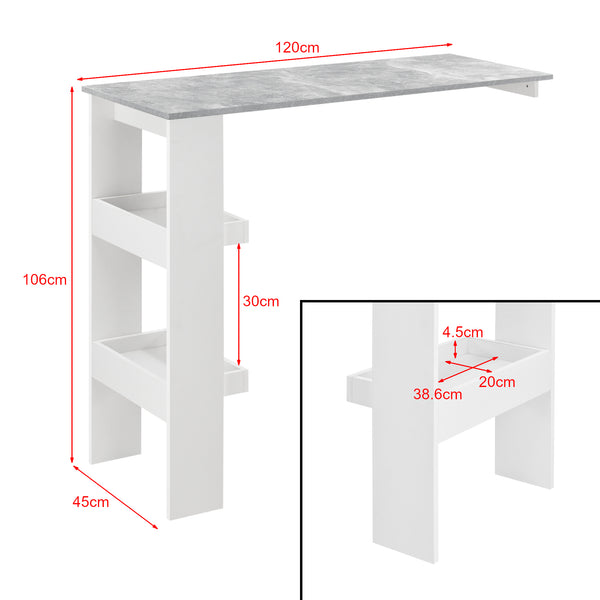 Bartisch Bromölla 120x45x106 cm versch. Farben en.casa