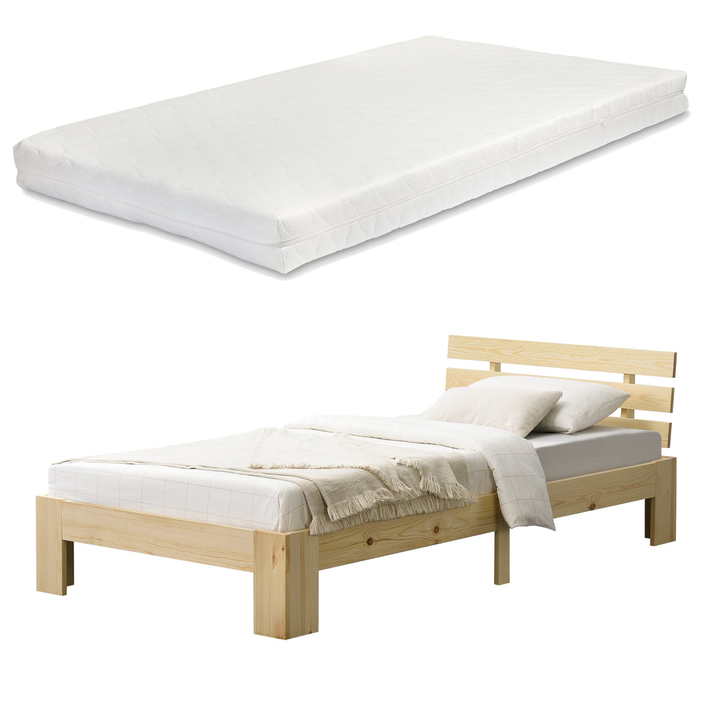 Holzbett Nivala mit Kaltschaummatratze versch. Farben und Größen en.casa - premiumXL