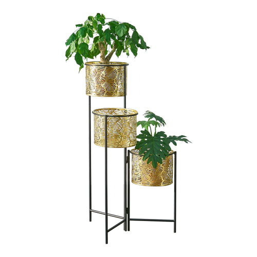 Blumenständer Verrebroek Schwarz/Messingfarben [en.casa] - premiumXL