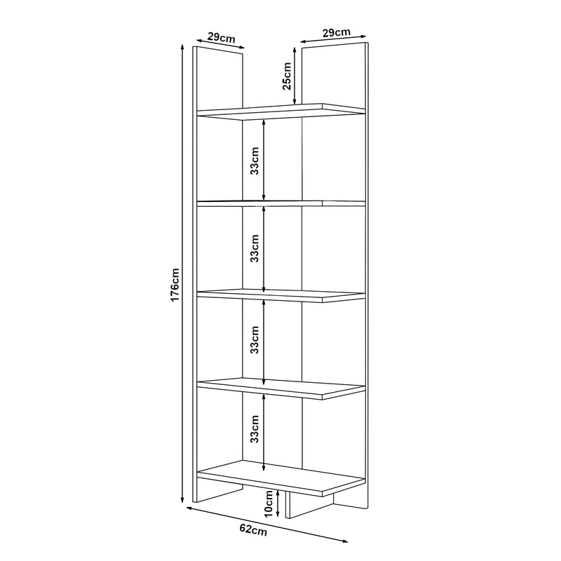 Maßskizze Bücherregal Vireftere 176x62x29 cm [en.casa]
