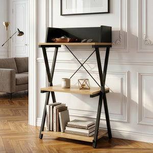 Standregal Kappespoo 84x50x30 cm Schwarz/Eicheoptik [en.casa]