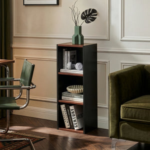 Bücherregal 'Trond' mit 3 offenen Fächern 80 x 30 x 23 cm Schwarz/Walnussoptik