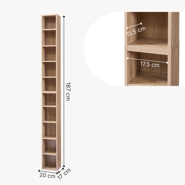 CD Regal Tynset 187x20x17 cm mit 10 Fächern [en.casa]