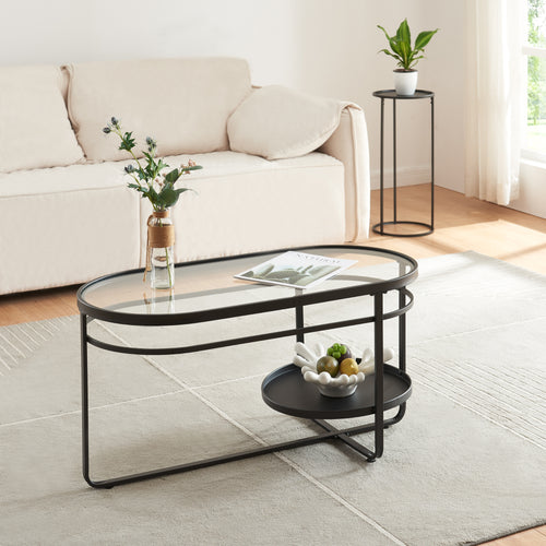 Couchtisch Kumla mit Glasplatte [en.casa] - premiumXL