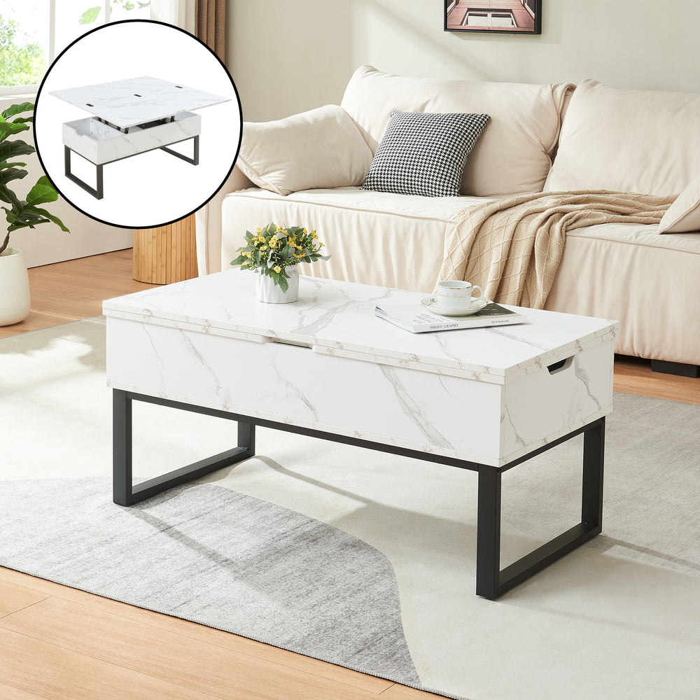 Couchtisch Rauli mit Hebeplatte und Stauraum 100x50x47 cm [en.casa]