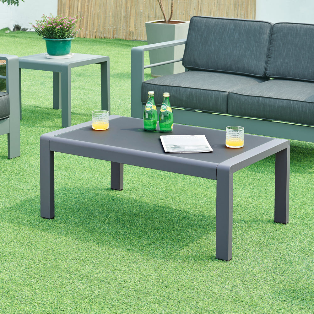 Outdoor-Couchtisch Avise Aluminium Glas Anthrazit [casa.pro]
