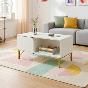 Couchtisch Reyri 80x45x42 cm Weiß/Goldfarben