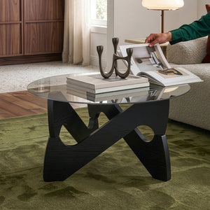 Couchtisch Reypio Ø70x35 cm Schwarz/Grau [en.casa]