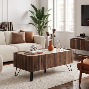 Couchtisch Trorlon 100x50x40 cm Walnussoptik/Travertin [en.casa]