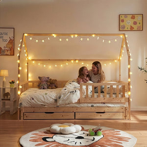 Doppel-Kinderbett Aarghonmaa mit 1 Matratze 90x200 cm Kiefernholz [en.casa]