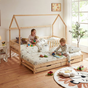 Doppel-Kinderbett Aarghonmaa mit 1 Matratze 90x200 cm Kiefernholz [en.casa]