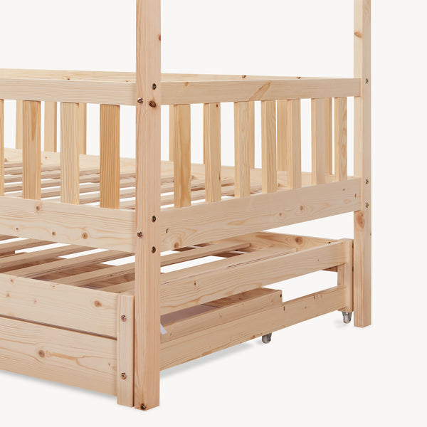 Doppel-Kinderbett Aarghonmaa mit 1 Matratze 90x200 cm Kiefernholz [en.casa]