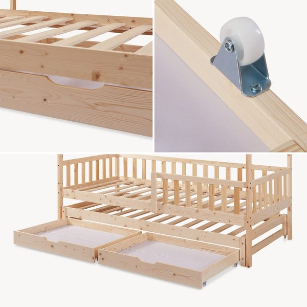 Doppel-Kinderbett Aarghonmaa mit 1 Matratze 90x200 cm Kiefernholz [en.casa]