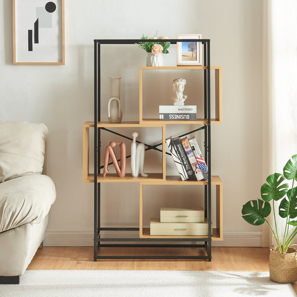 Bücherregal Rennebu Schwarz/Eiche [en.casa]