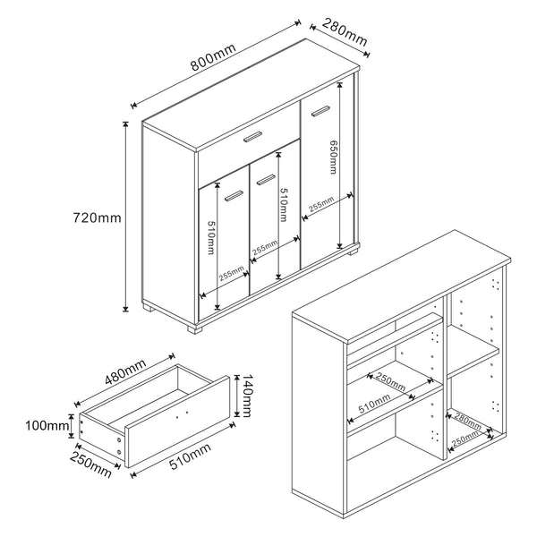 Sideboard Bobeck 72x80x28 cm [en.casa]