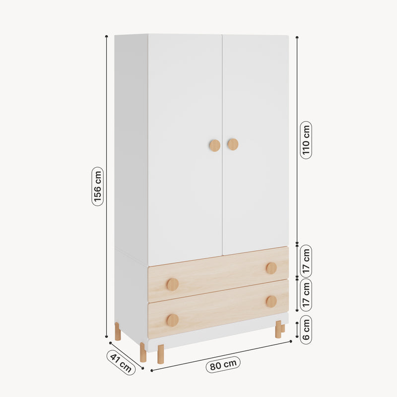 Maßskizze Kinderkleiderschrank Vaarentaa [en.casa]
