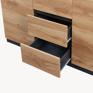 Sideboard Kyr Schwarz/Eicheoptik rustikal [en.casa]