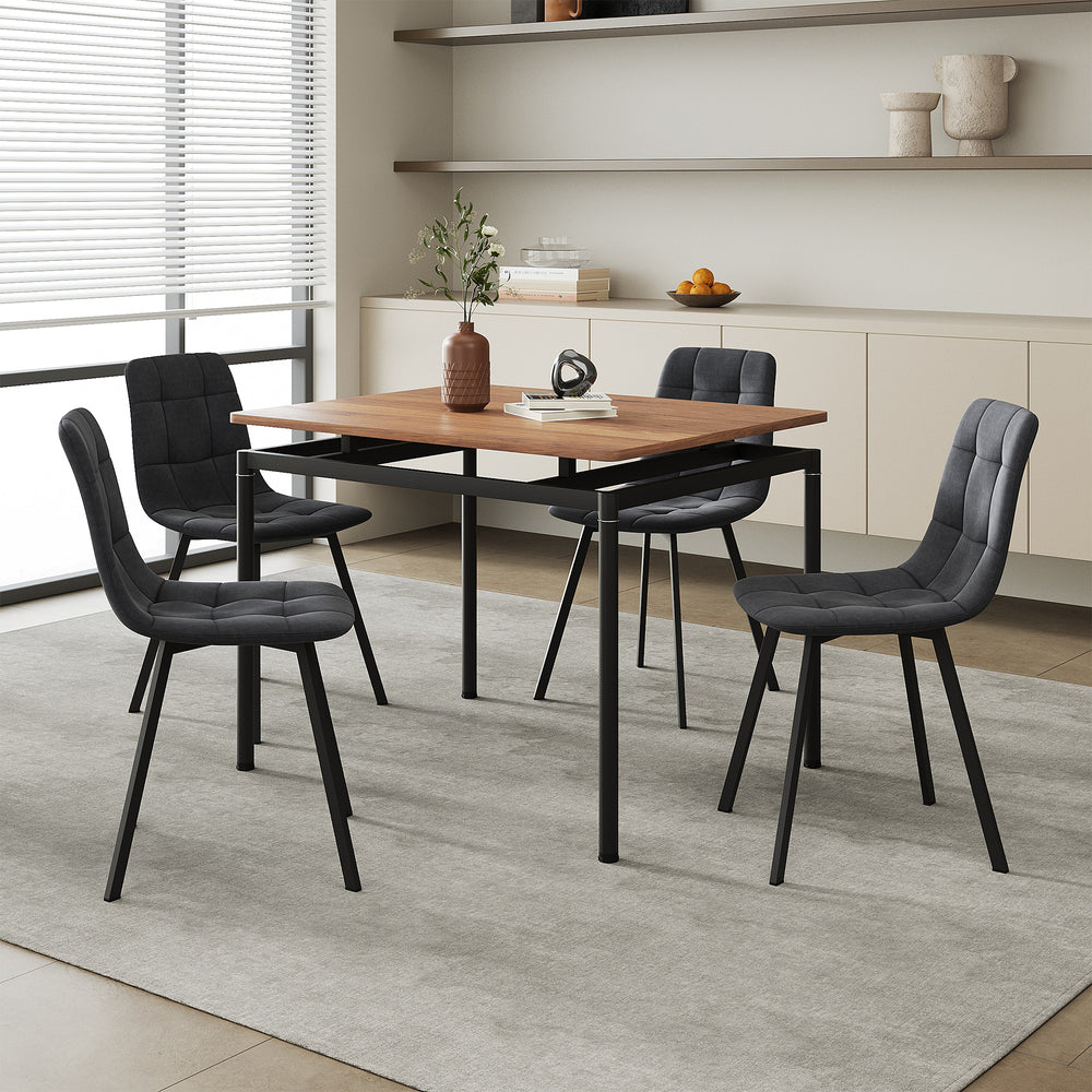 Essgruppe Hemnes 5-teilig Eicheoptik/Dunkelgrau [en.casa]
