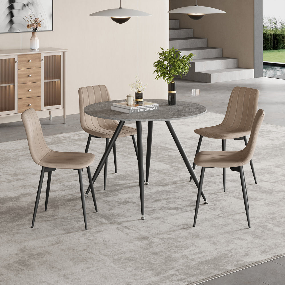 Essgruppe Fitjar 5-teilig Betonoptik / Hellbraun [en.casa]