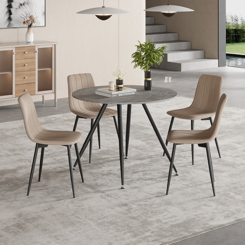 Essgruppe Fitjar 5-teilig Betonoptik / Hellbraun [en.casa]