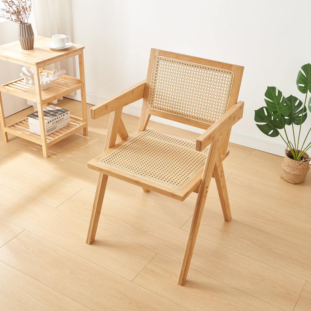Esszimmerstuhl Asikkala 79x50x50cm Bambus/Rattanoptik [en.casa] - premiumXL