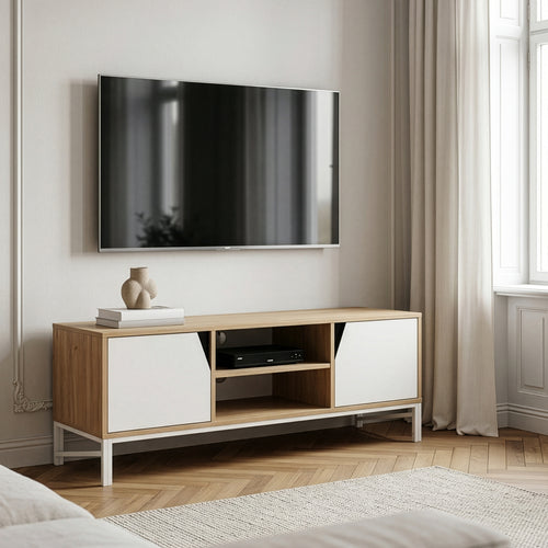Fernsehschrank Kerrköndam 120x40x46 cm Eicheoptik/Weiß [en.casa]