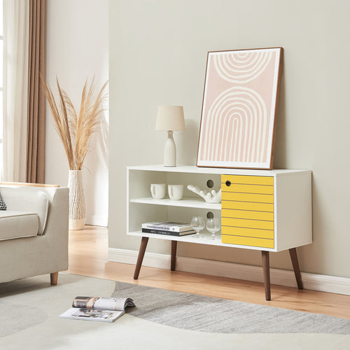 Fernsehschrank Vare 100x40x66 cm Weiß/Gelb [en.casa] - premiumXL