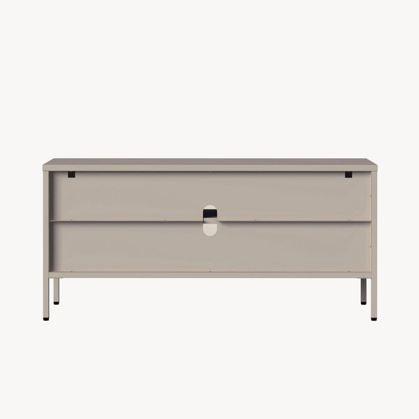 Vitrinen-Sideboard Klippestad Stahl 118x35x55 cm Warmgrau [en.casa]