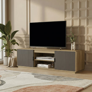 Fernsehschrank Trömi 150x40x43 cm Eicheoptik/Grau [en.casa]