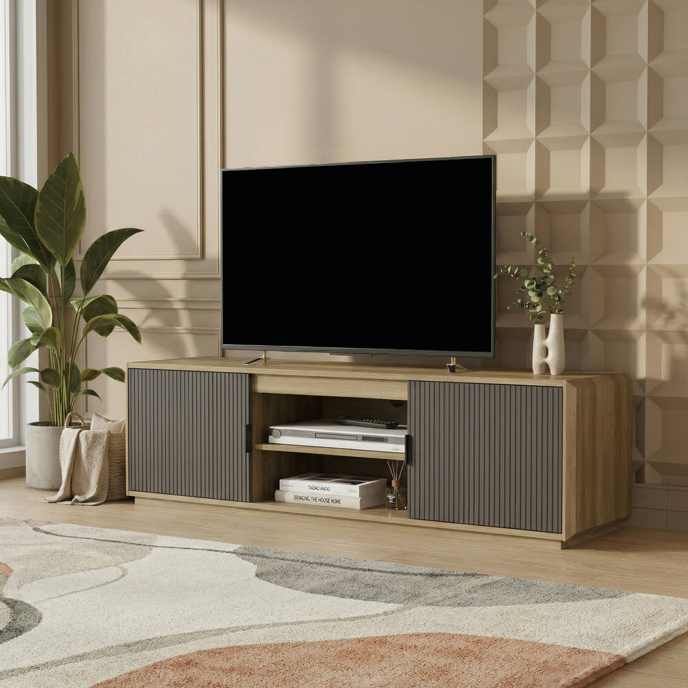Fernsehschrank Trömi 150x40x43 cm Eicheoptik/Grau [en.casa]
