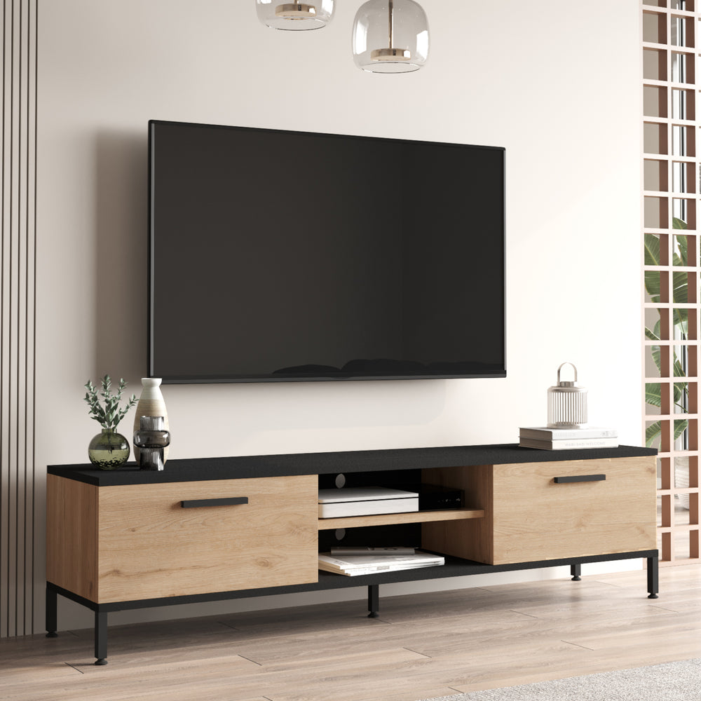 Fernsehtisch Lempäälä mit 2 Ablagefächern 160 x 35 x 39 cm in versch. Farben [en.casa] - premiumXL
