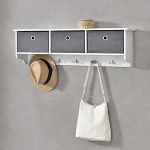 Wandgarderobe Horsens mit Aufbewahrungsboxen 100x20x30cm Weiß/Grau en.casa - premiumXL