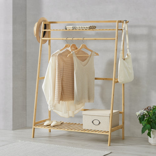 Garderobenständer Föglö 139 x 100 x 40 cm Bambus Natur [en.casa] - premiumXL