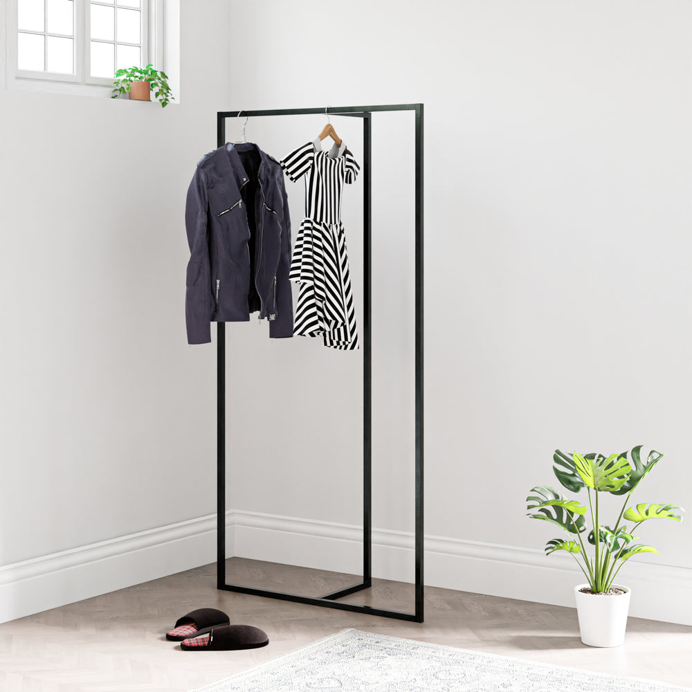 Garderobenständer Hurdal 160x80x32cm Schwarz [en.casa] - premiumXL