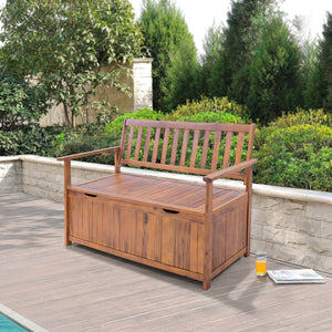 Gartenbank Avezzano mit Staufach 130x60x88cm Akazie FSC®-zertifiziert [en.casa]