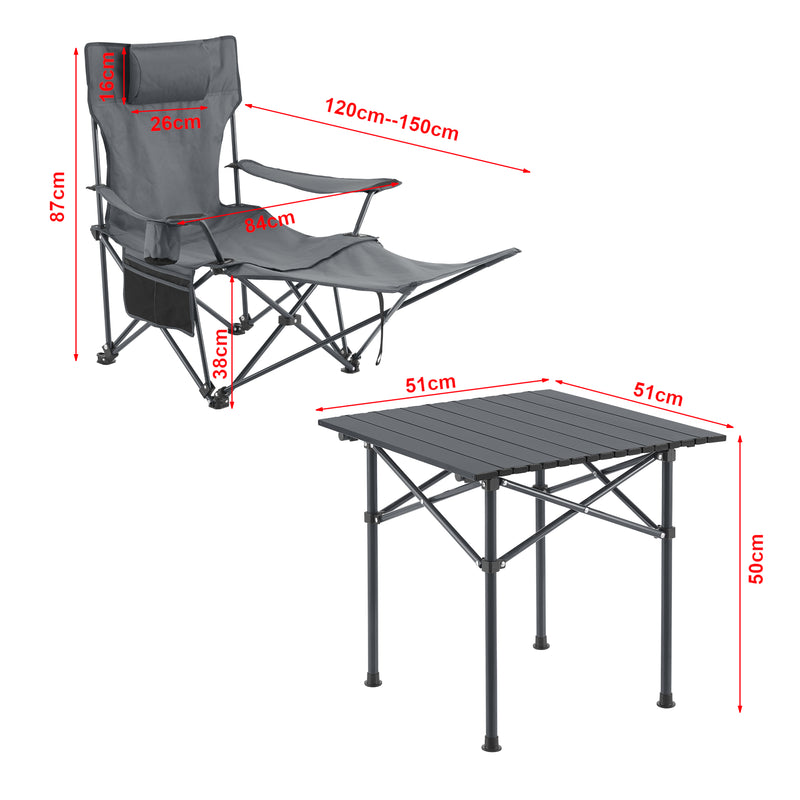 Maßskizze Campingmöbel Set Bellante 3-tlg. Klappbar [casa.pro]