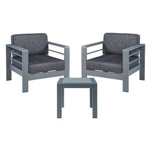 Outdoor-Sesselset mit Tisch Avise 3-tlg. Aluminium [casa.pro]