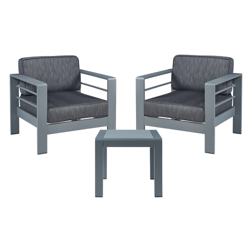 Outdoor-Sesselset mit Tisch Avise 3-tlg. Aluminium [casa.pro]